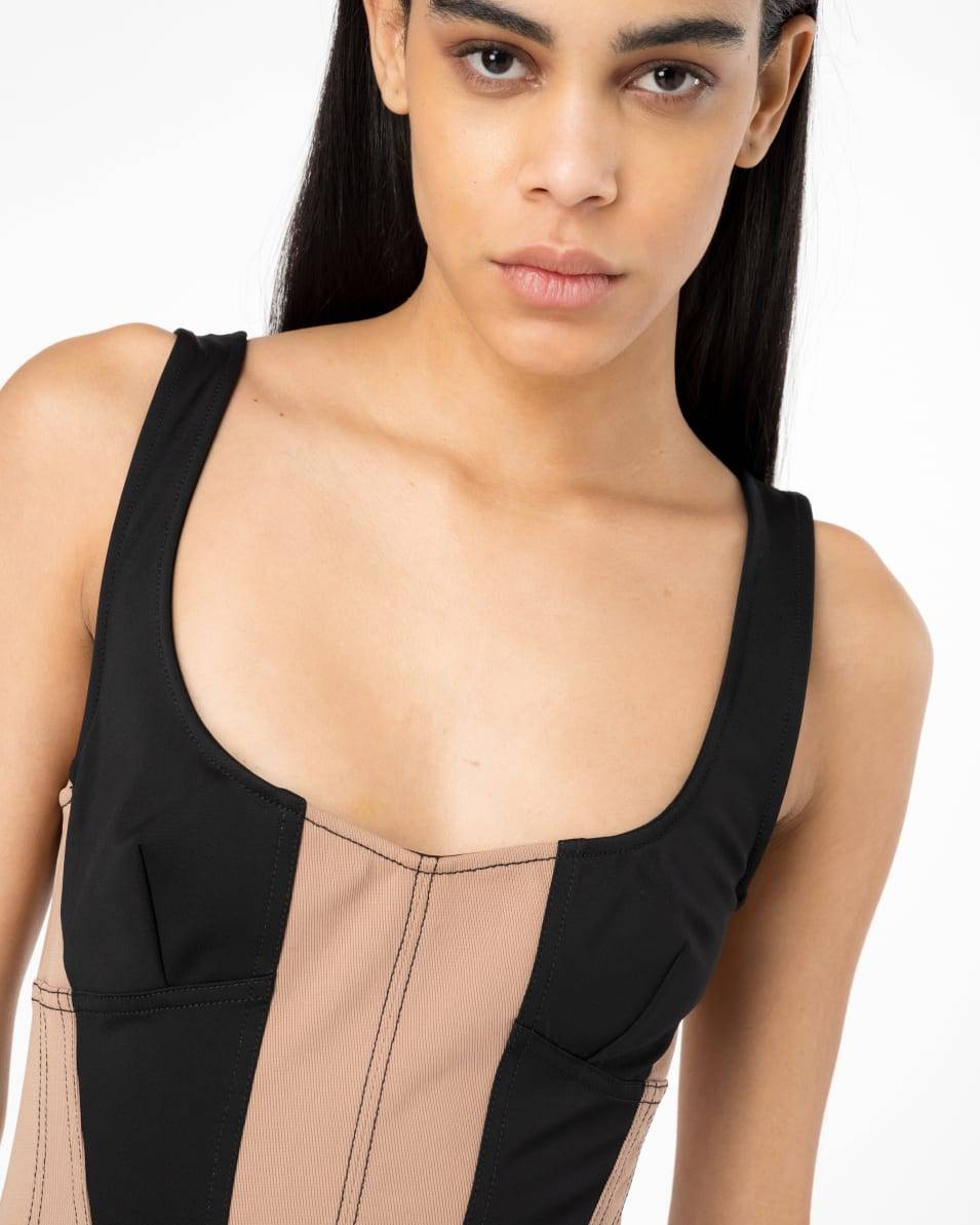 Pinko Anliegendes Bimaterial-Minikleid Valentinstagsangebot