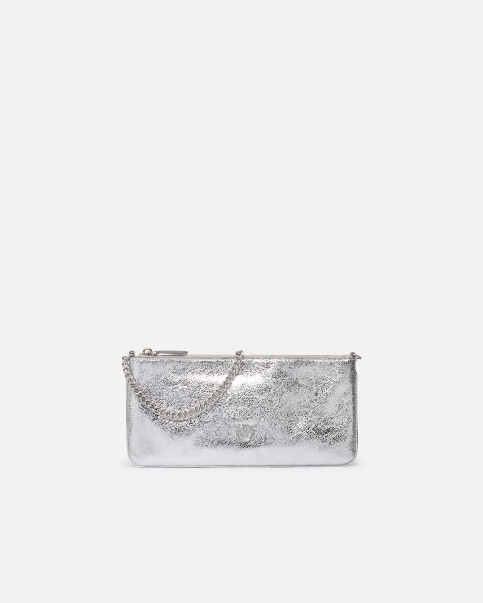 Pinko Pochette aus laminiertem Leder mit Tragegurt VIP-Rabatte