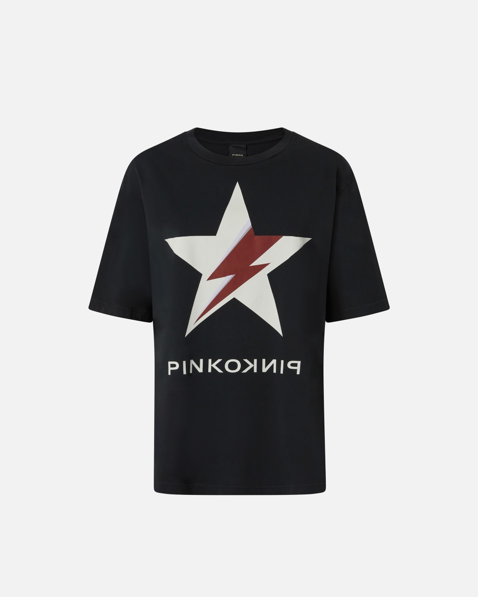 Pinko Baumwoll-T-Shirt mit Old-Effekt und Sternen-Print Letzter Tag
