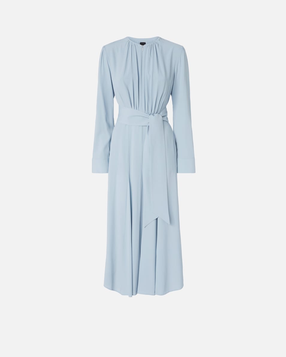 Pinko Langes Kleid aus Seidenmischgewebe mit Gürtel und langen Ärmeln Bis zu 50% Rabatt