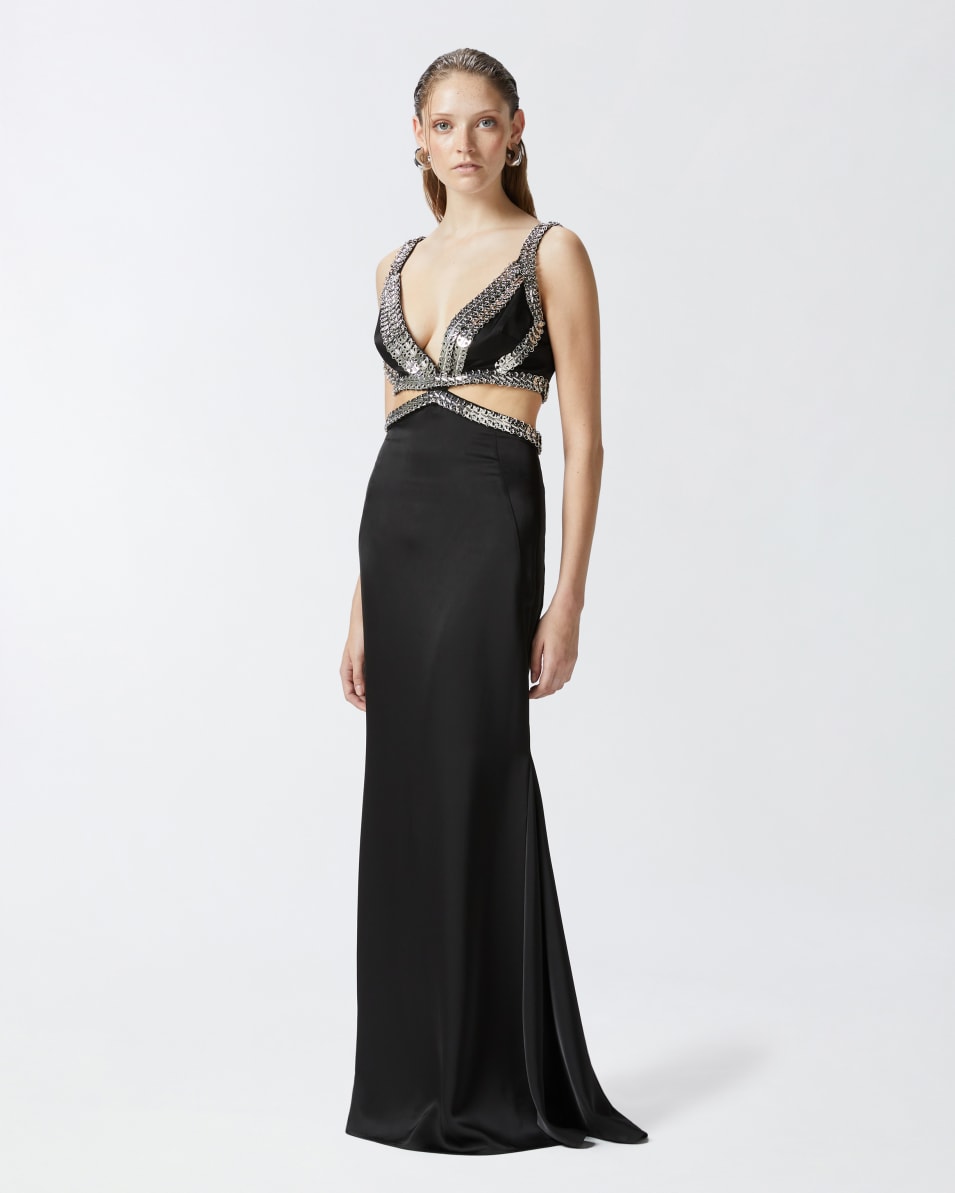Pinko Elegantes langes Kleid mit Metallic-Stickerei Riesige Rabatte