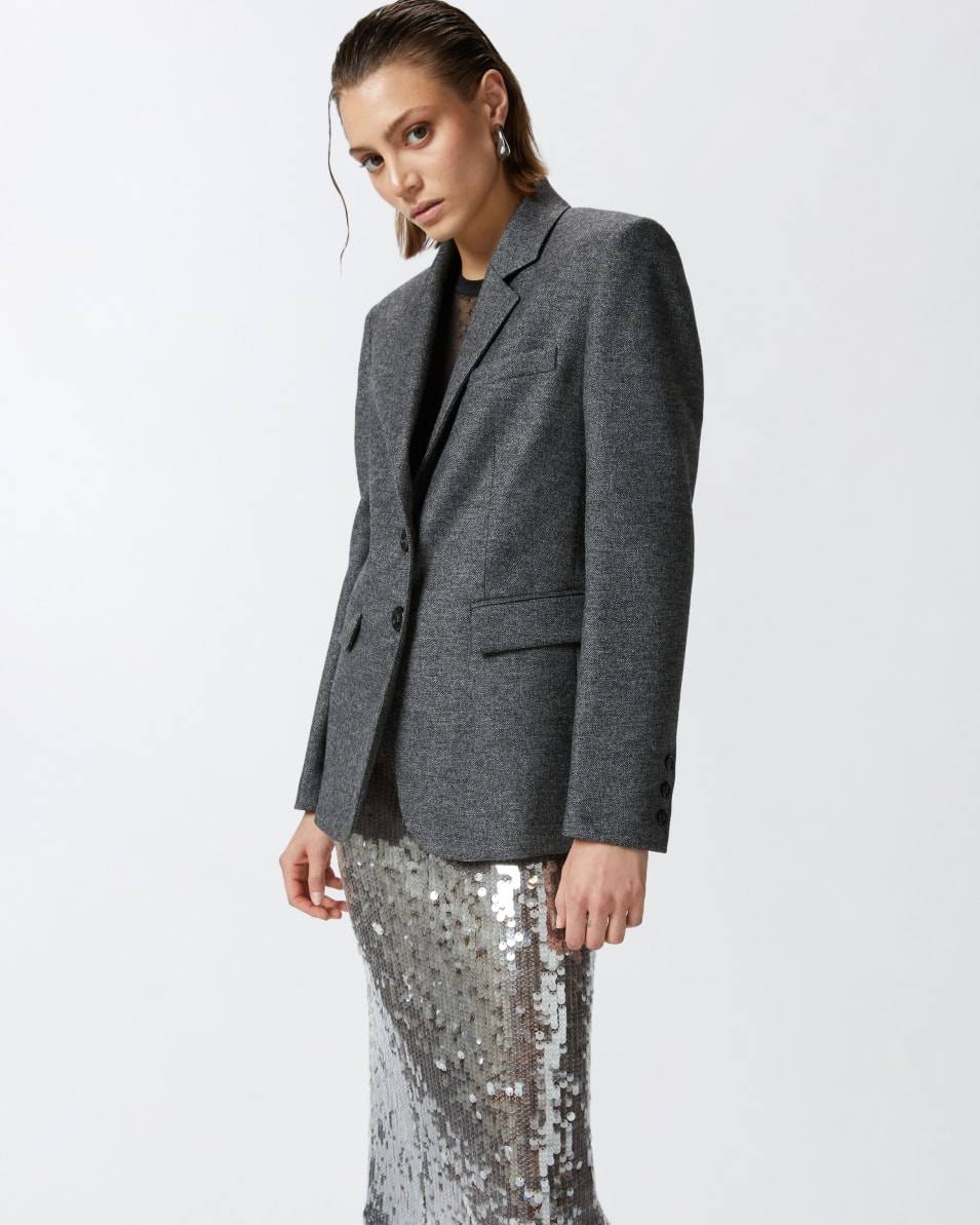 Pinko Blazer aus Flanell schwarz-weiß meliert Fabrikladen