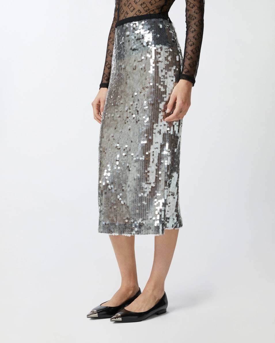 Pinko Bleistiftrock aus paillettenbesetztem Mesh-Gewebe Black Friday Preise