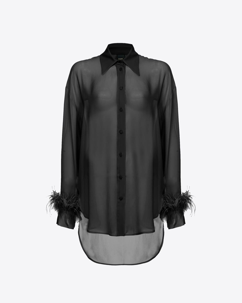 Pinko Lange Hemdbluse mit Federn Rabatte dieses Monats