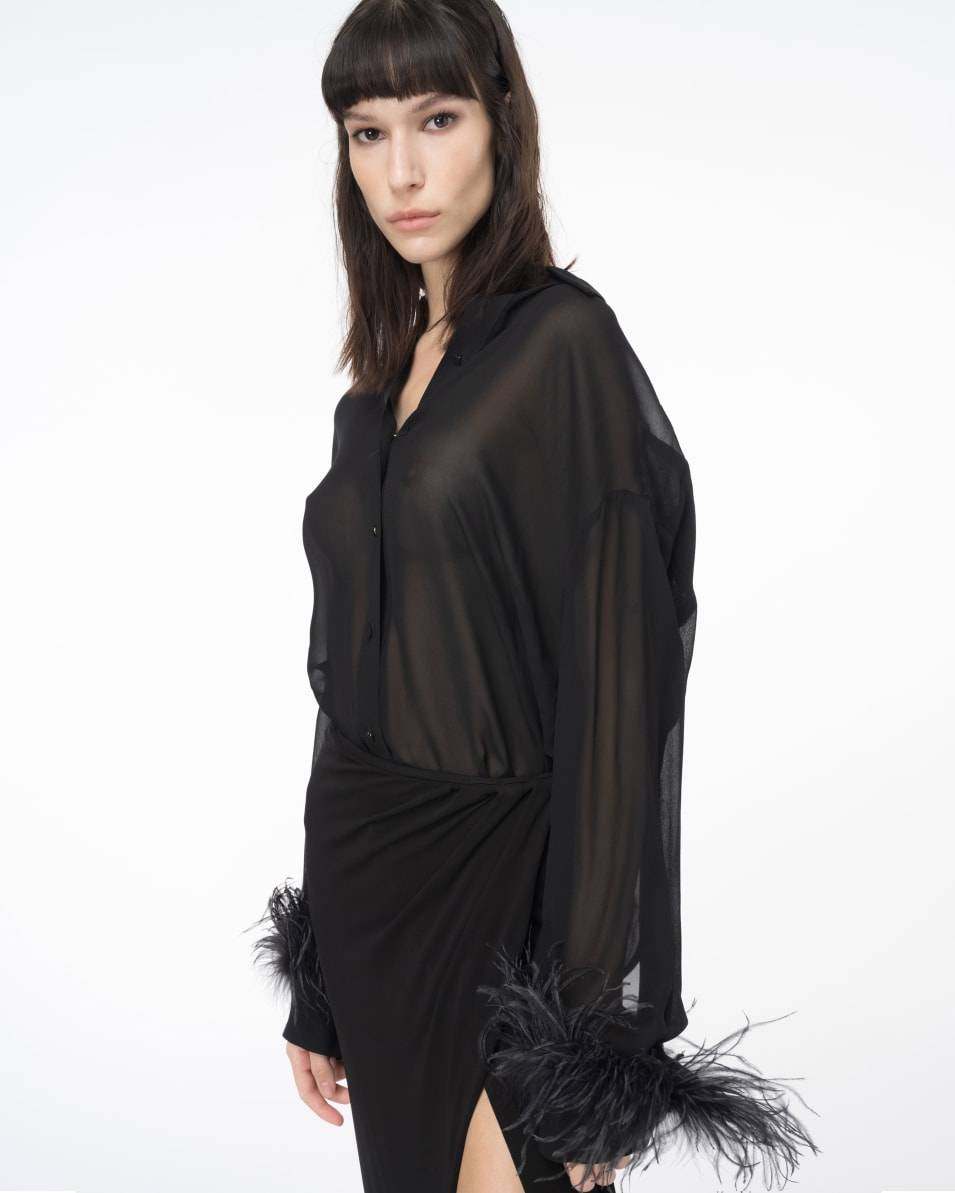 Pinko Lange Hemdbluse mit Federn Rabatte dieses Monats