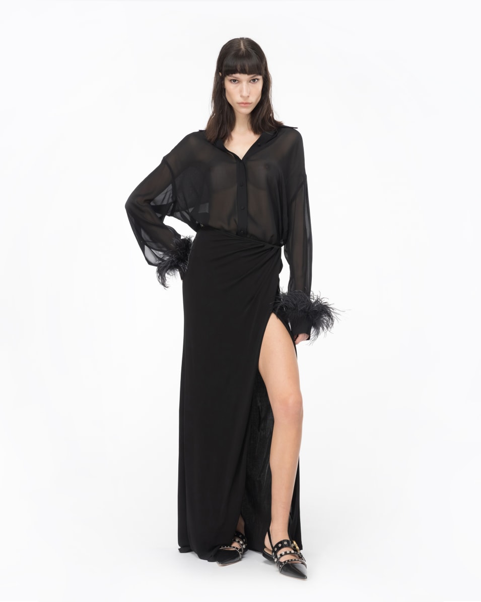 Pinko Lange Hemdbluse mit Federn Rabatte dieses Monats