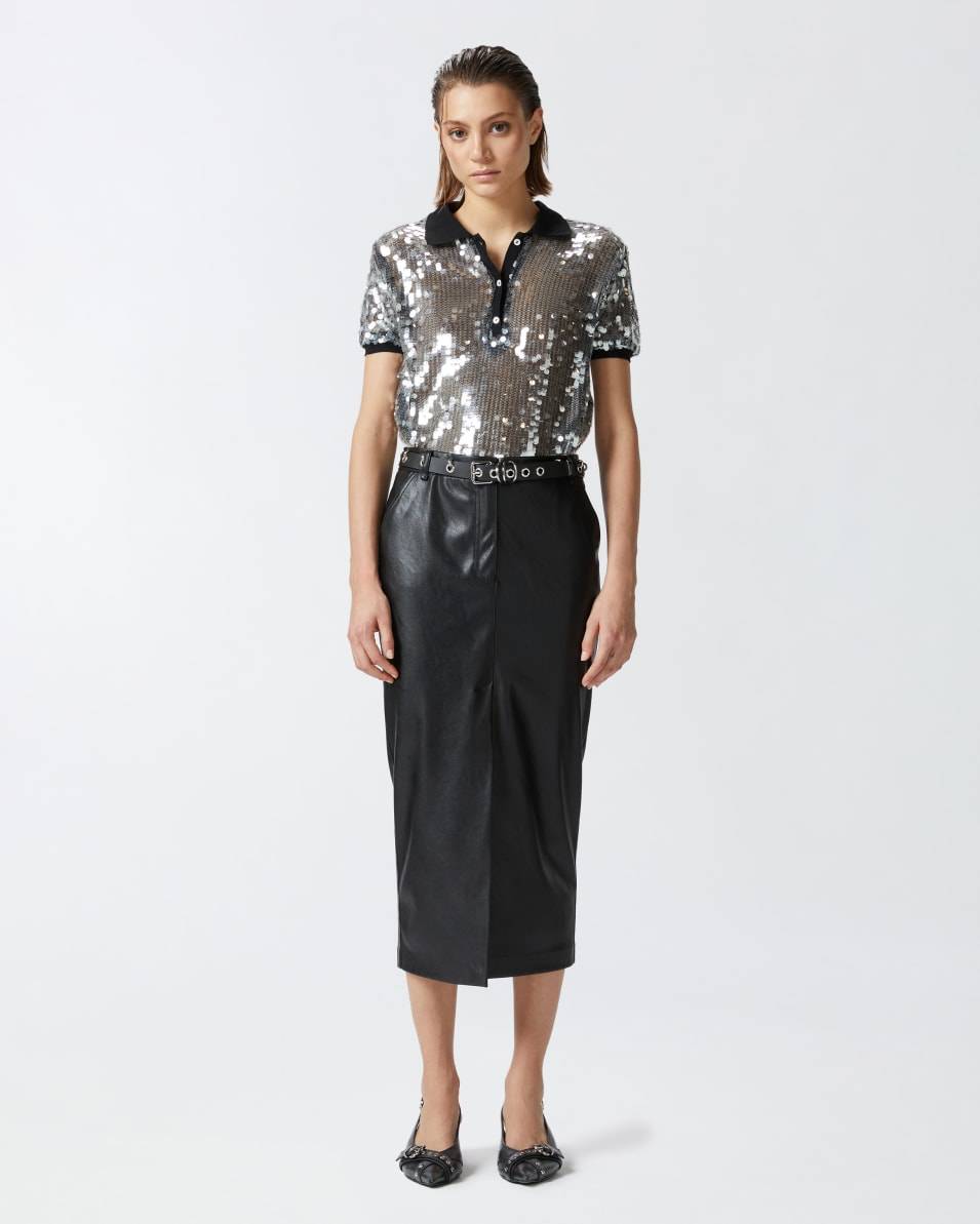 Pinko Midirock mit Ledereffekt und Schlitz Tägliche Deals