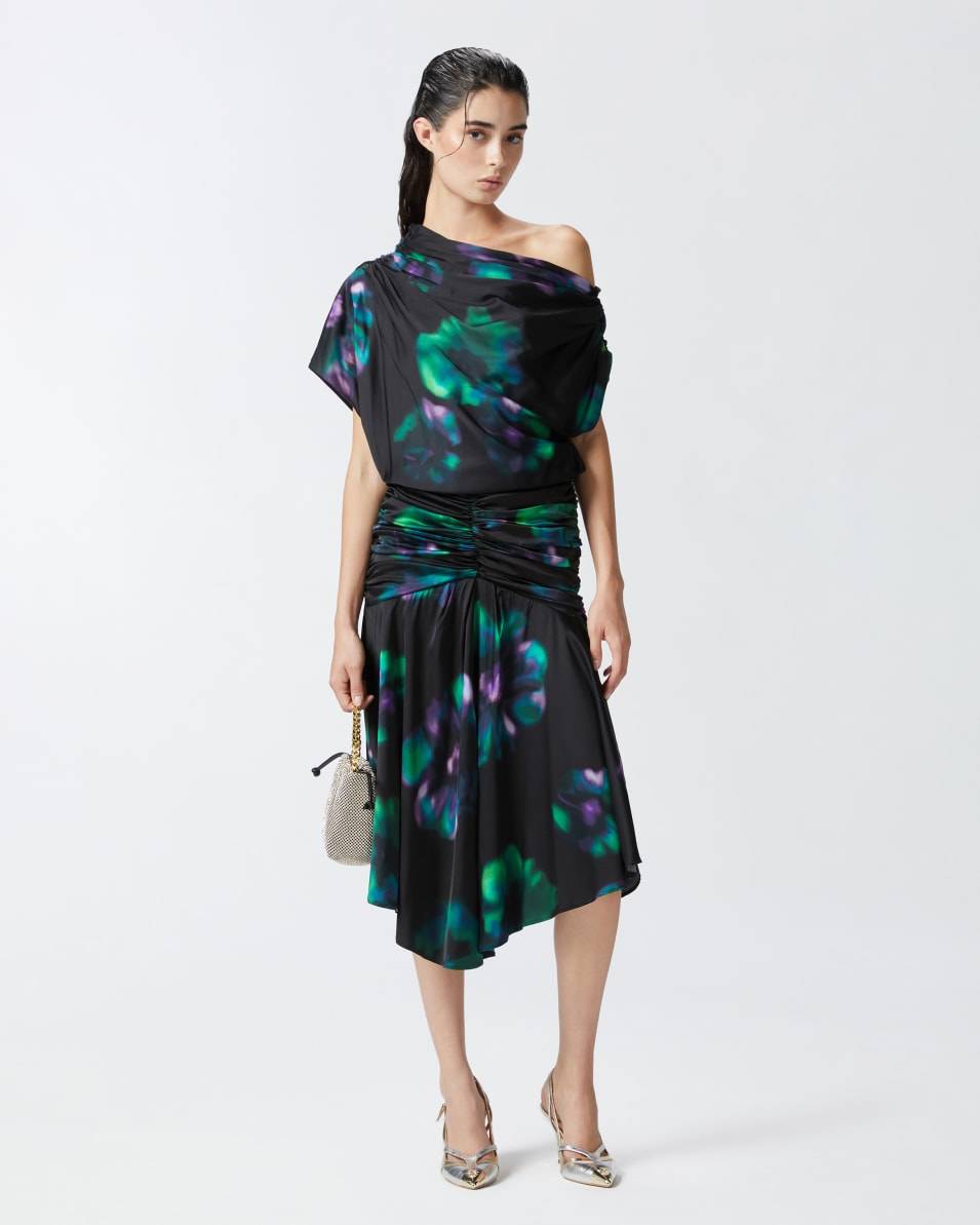 Pinko Midikleid mit Blumenprint in Verlaufsoptik und Drapierungen Bis zu 65% Rabatt