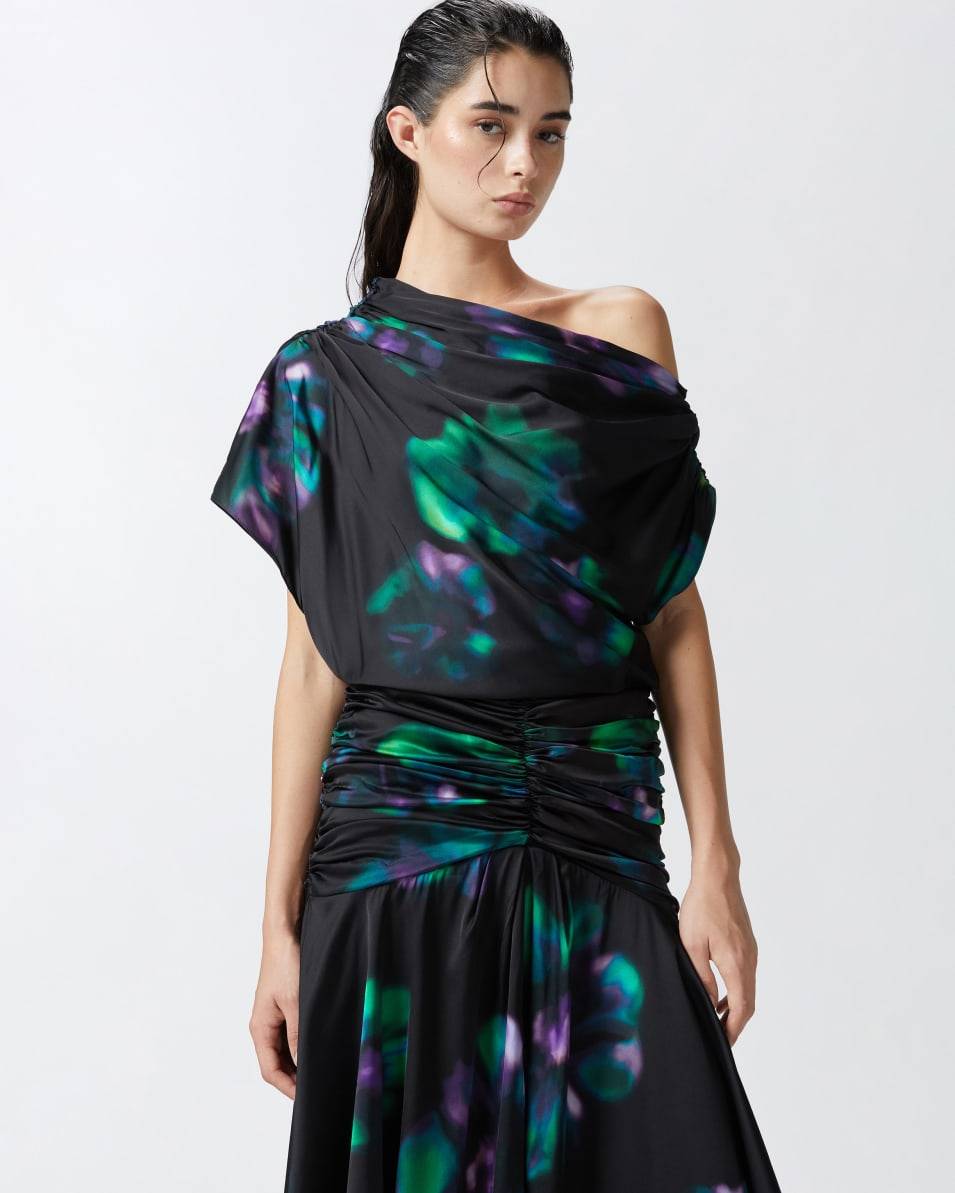 Pinko Midikleid mit Blumenprint in Verlaufsoptik und Drapierungen Bis zu 65% Rabatt