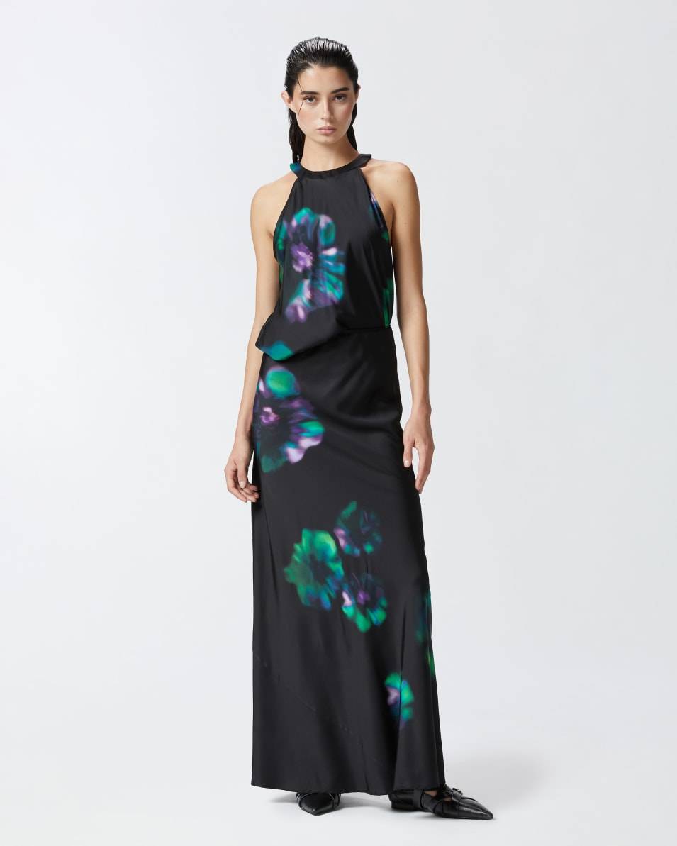 Pinko Langer Satinrock mit Blumenprint Nur für heute