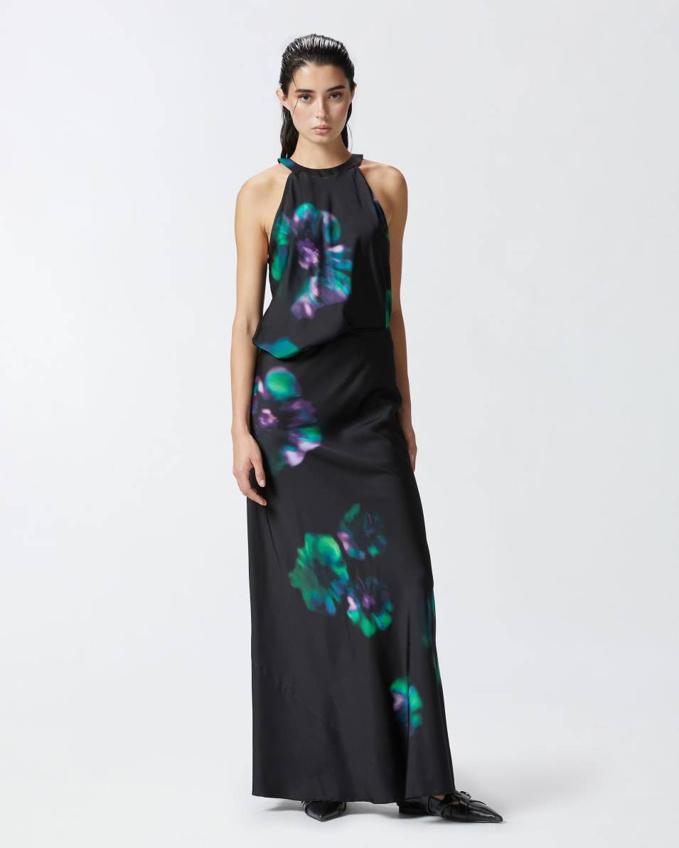 Pinko Ärmelloses Top aus Satin mit Blumenprint Sonderangebot der Fabrik
