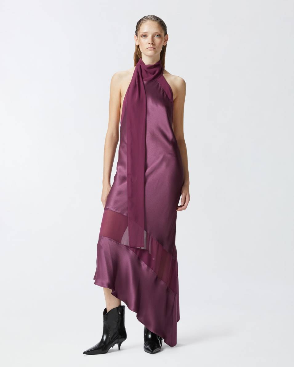 Pinko Rückenfreies Kleid aus Satin und Georgette Fabrikladen