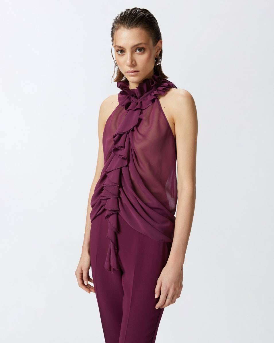 Pinko Georgette-Top mit Rüschen Black Friday Preise