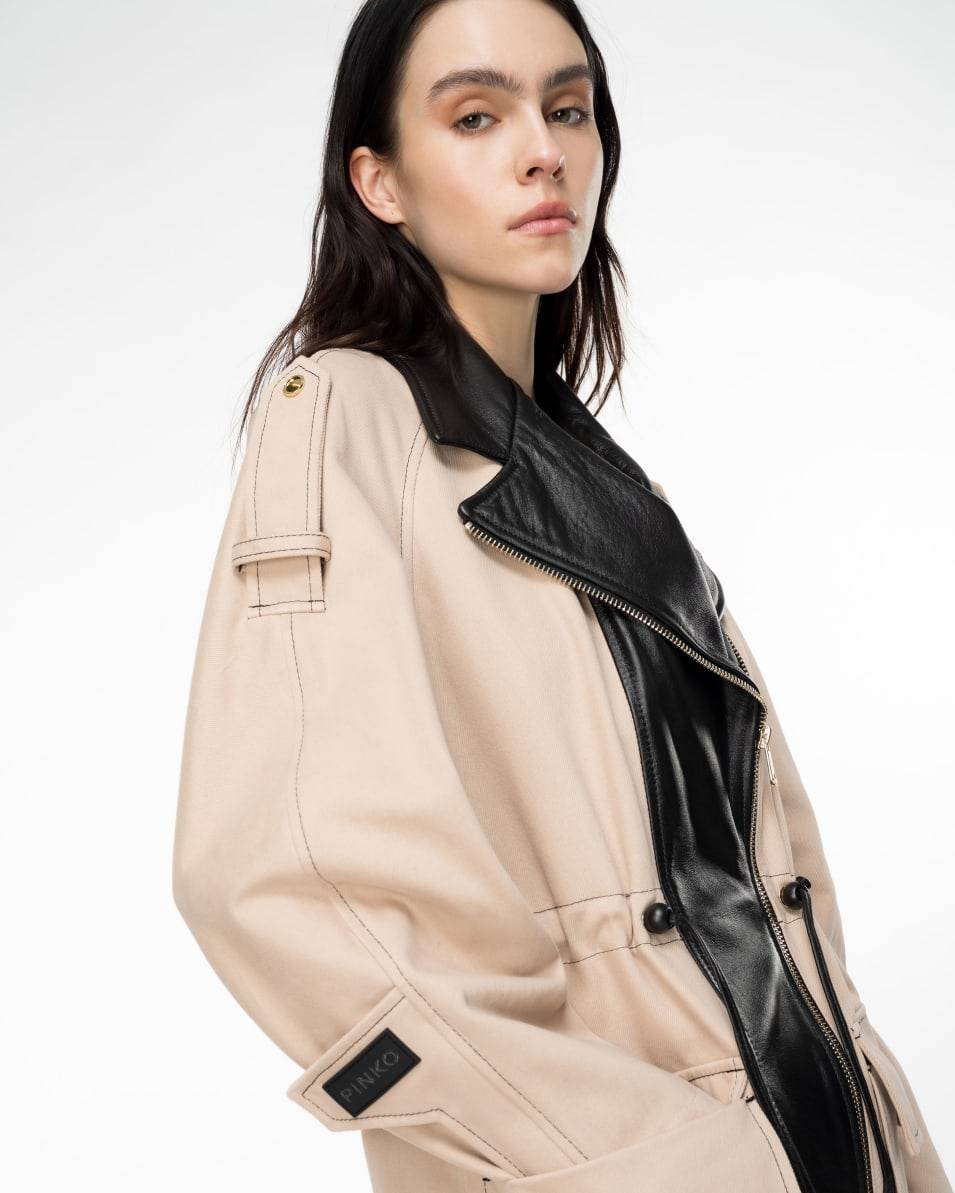 Pinko Parka aus Baumwolle und Leder Rabatt