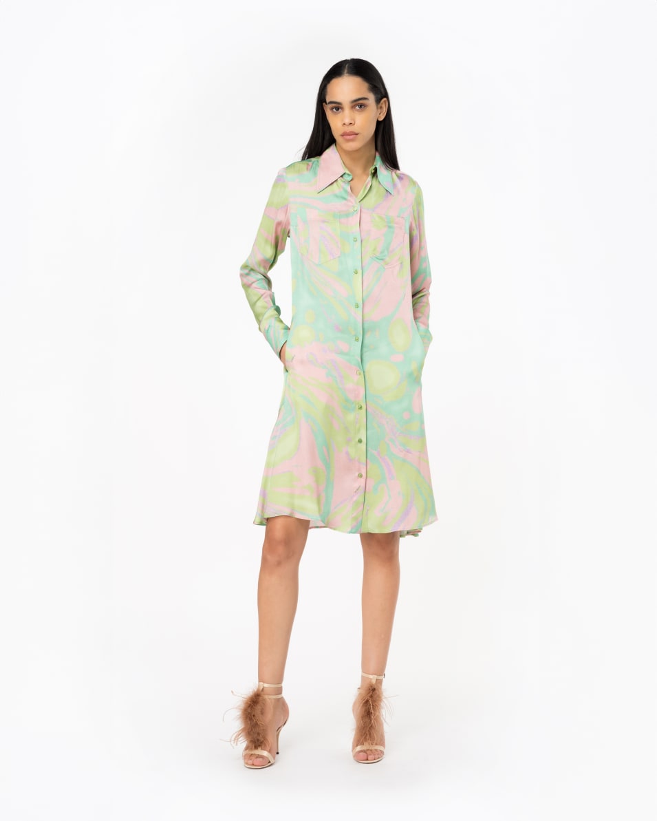 Pinko Hemdblusenkleid Satin Splash-Print Tägliche Deals