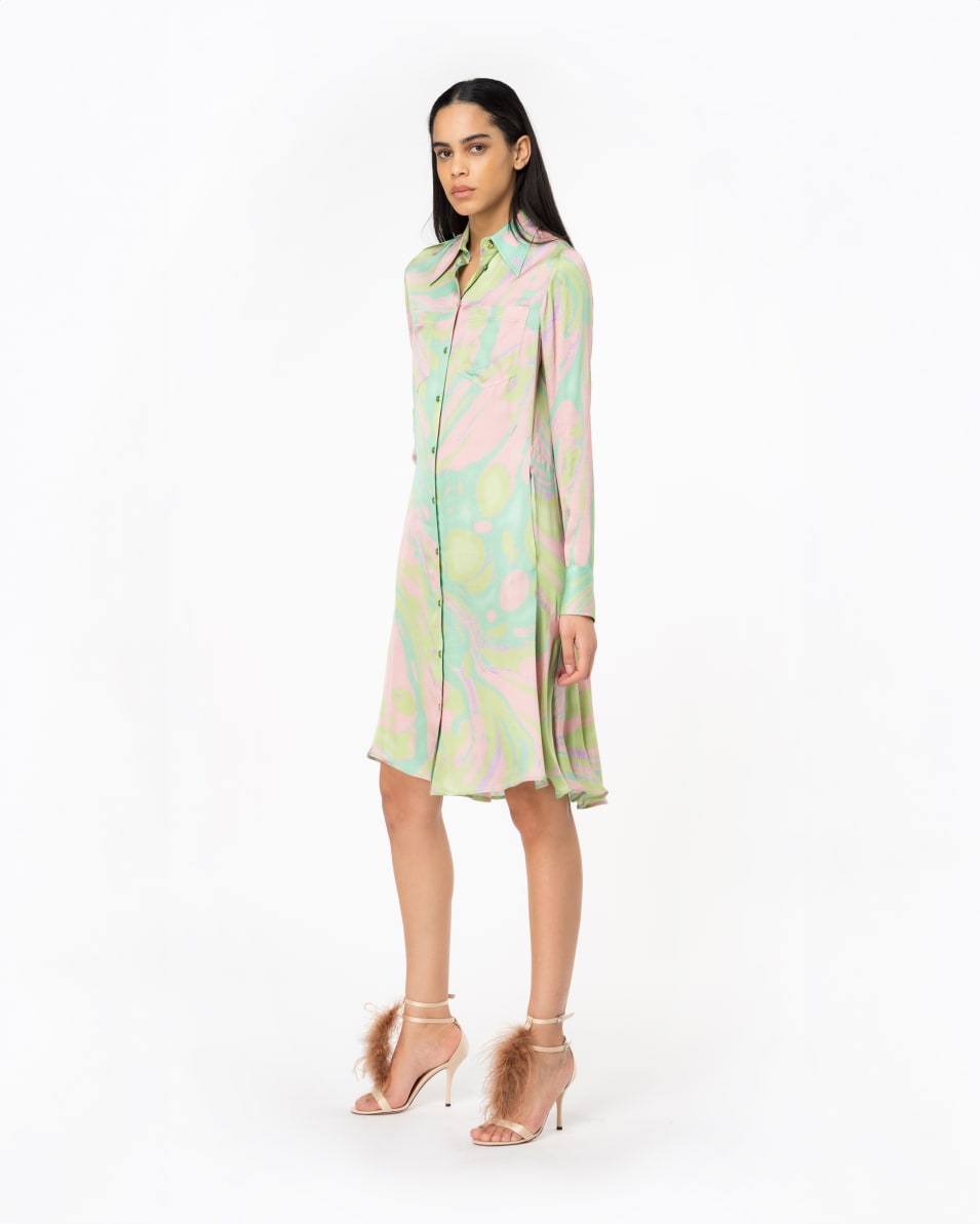 Pinko Hemdblusenkleid Satin Splash-Print Tägliche Deals