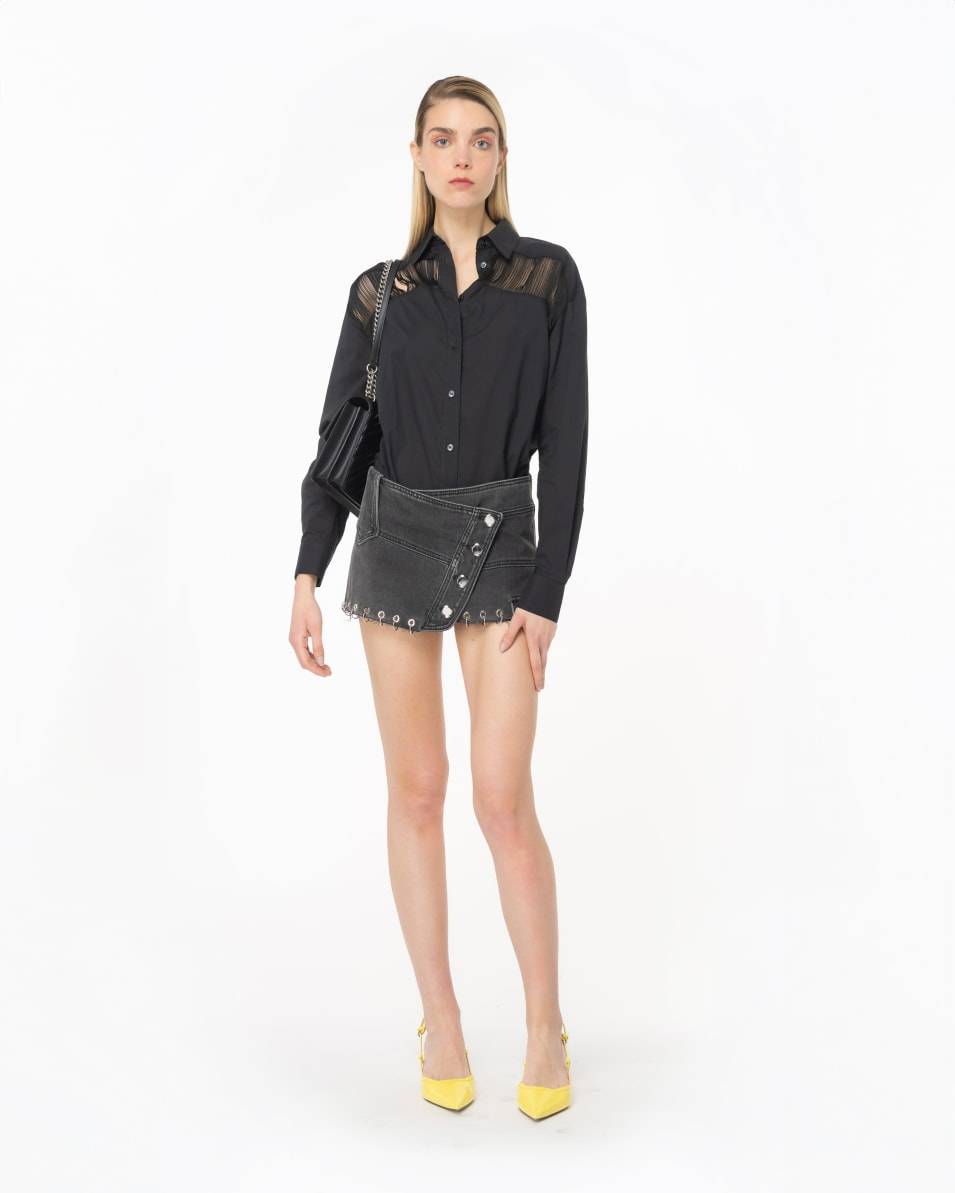Pinko Musselin-Hemdbluse mit Fransen Kostenlose Rückgabe