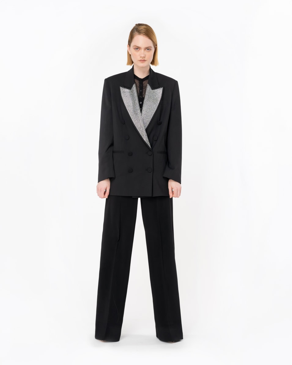 Pinko Zweireihiger Blazer mit strassbesetztem Revers Zeitbegrenzte Promotion