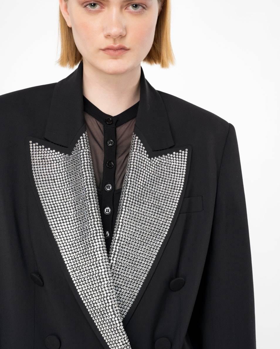 Pinko Zweireihiger Blazer mit strassbesetztem Revers Zeitbegrenzte Promotion