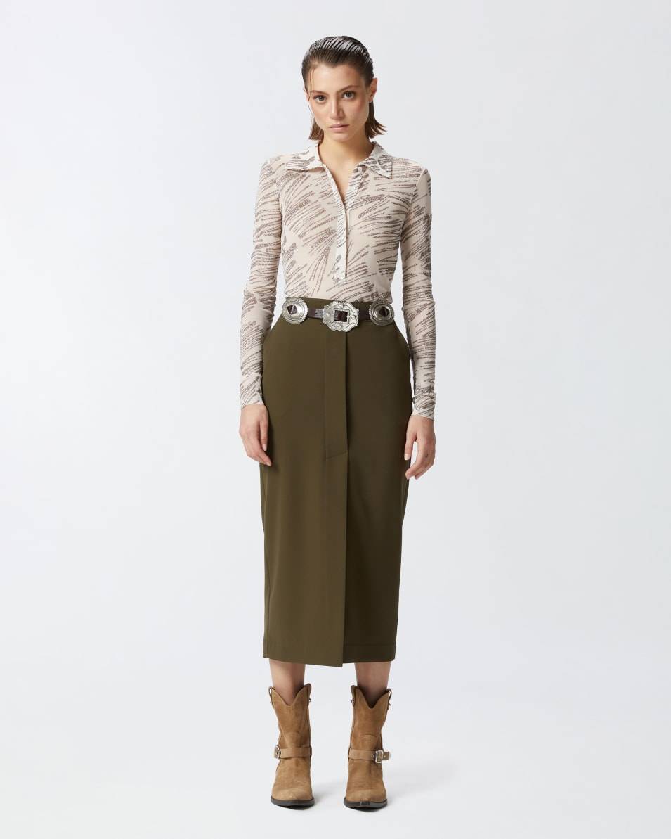 Pinko Langer Utility-Rock aus fließendem Stoff Sonderangebot