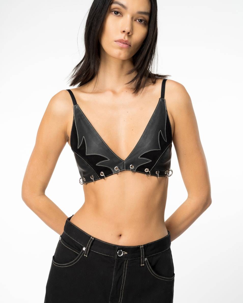 Pinko Rodeo-Top aus Leder und Veloursleder Exklusivangebot