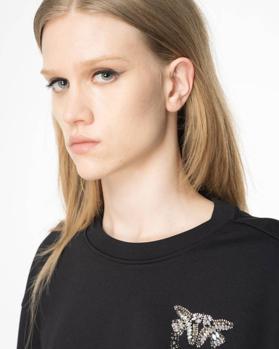 Pinko Boxy-Sweatshirt Love-Birds-Stickerei Große Rabatte