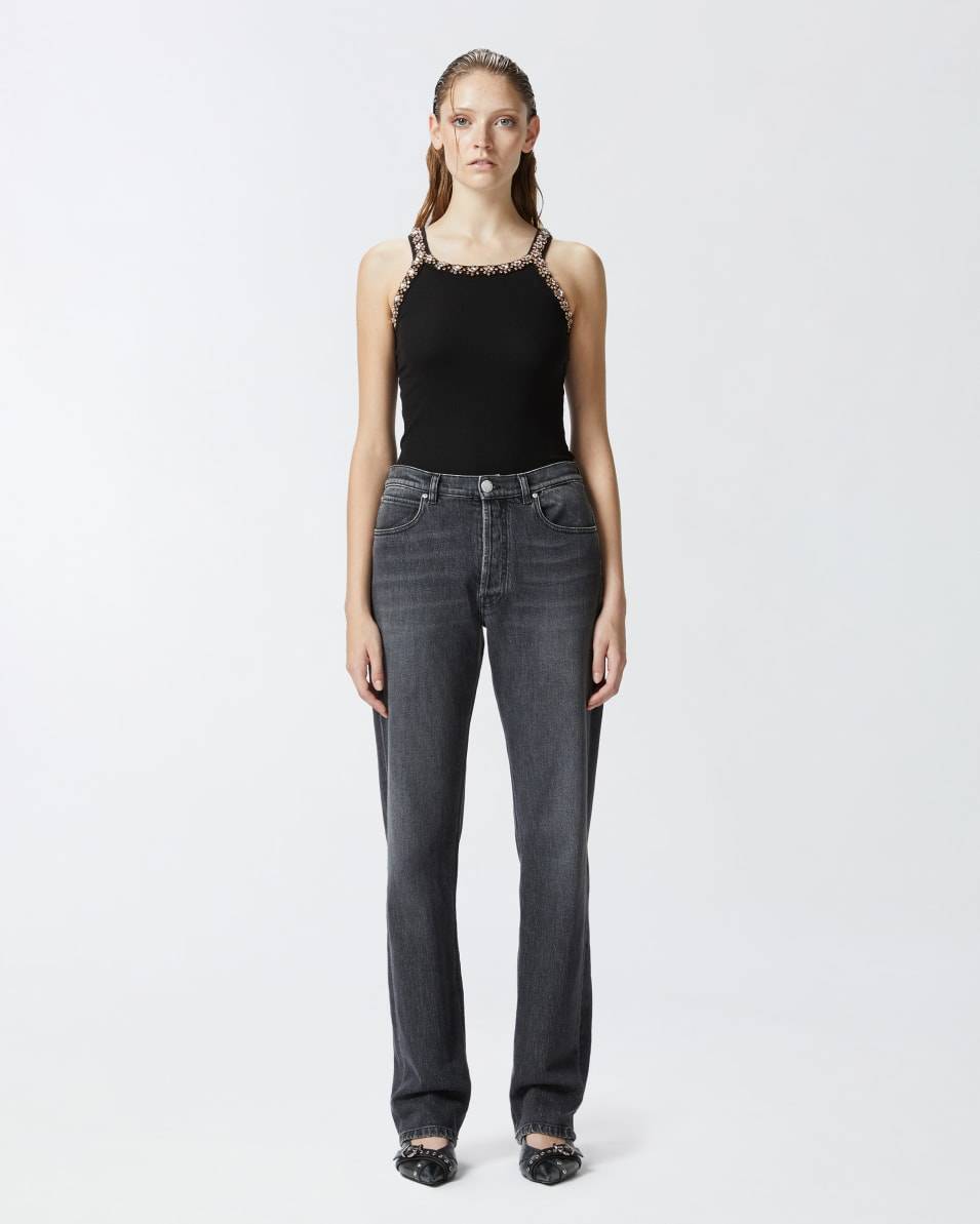 Pinko Gerade Jeans aus dunkelgrauem Denim Clearance-Verkauf