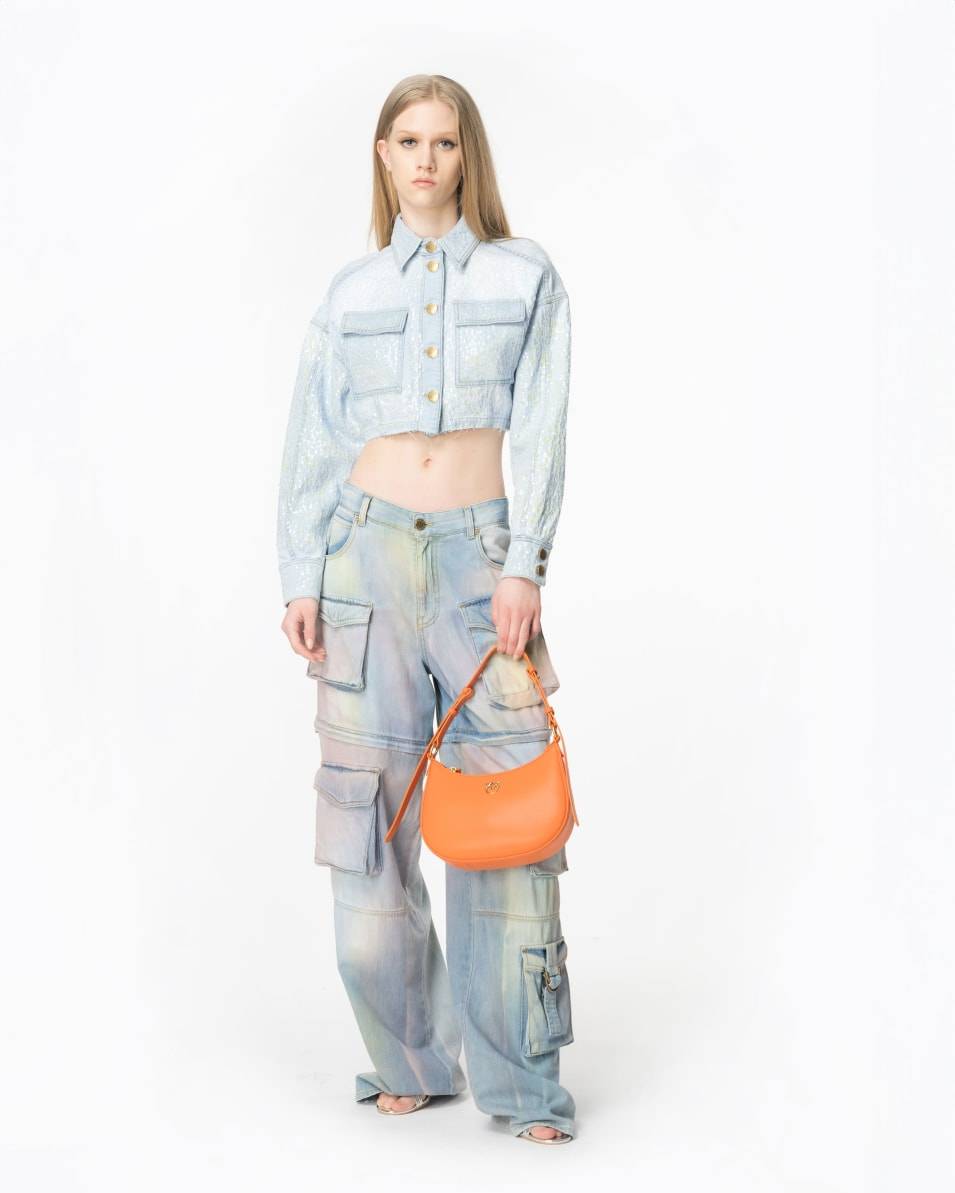 Pinko Cropped-Jeansjacke mit Pailletten Räumungsverkauf