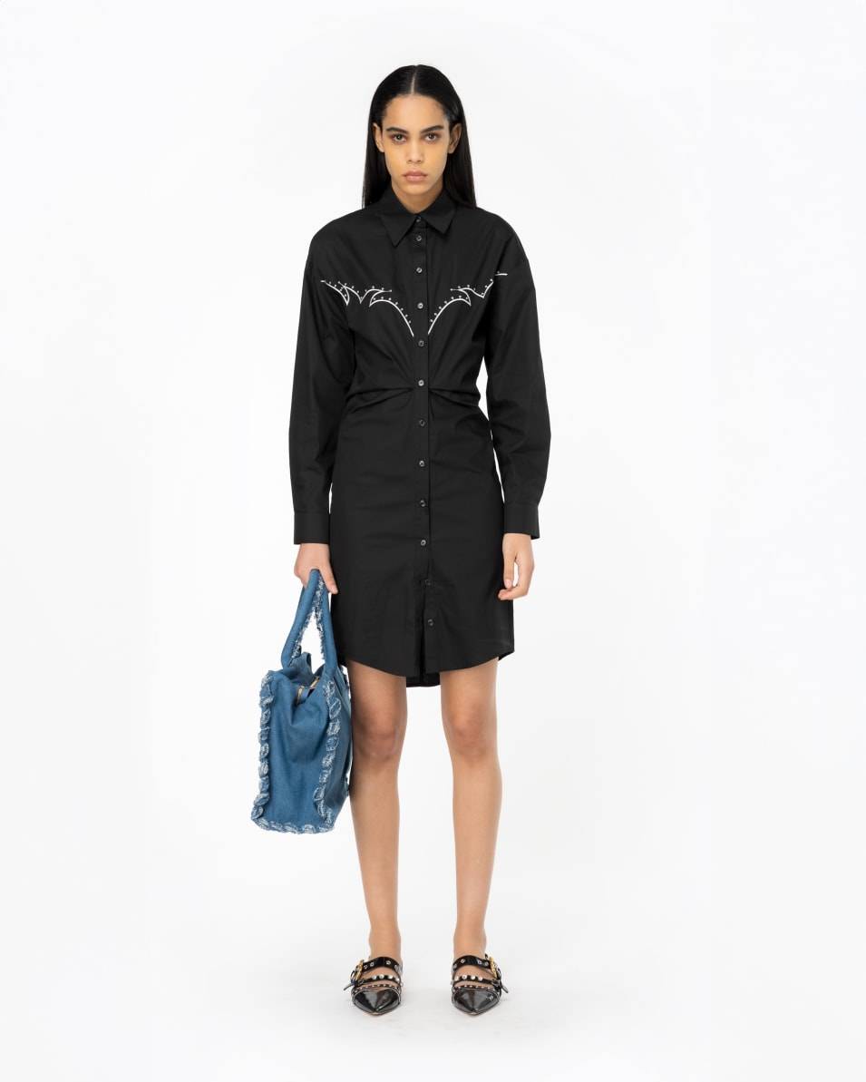 Pinko Mini-Hemdblusenkleid Stickerei im Rodeo-Stil Tägliche Deals