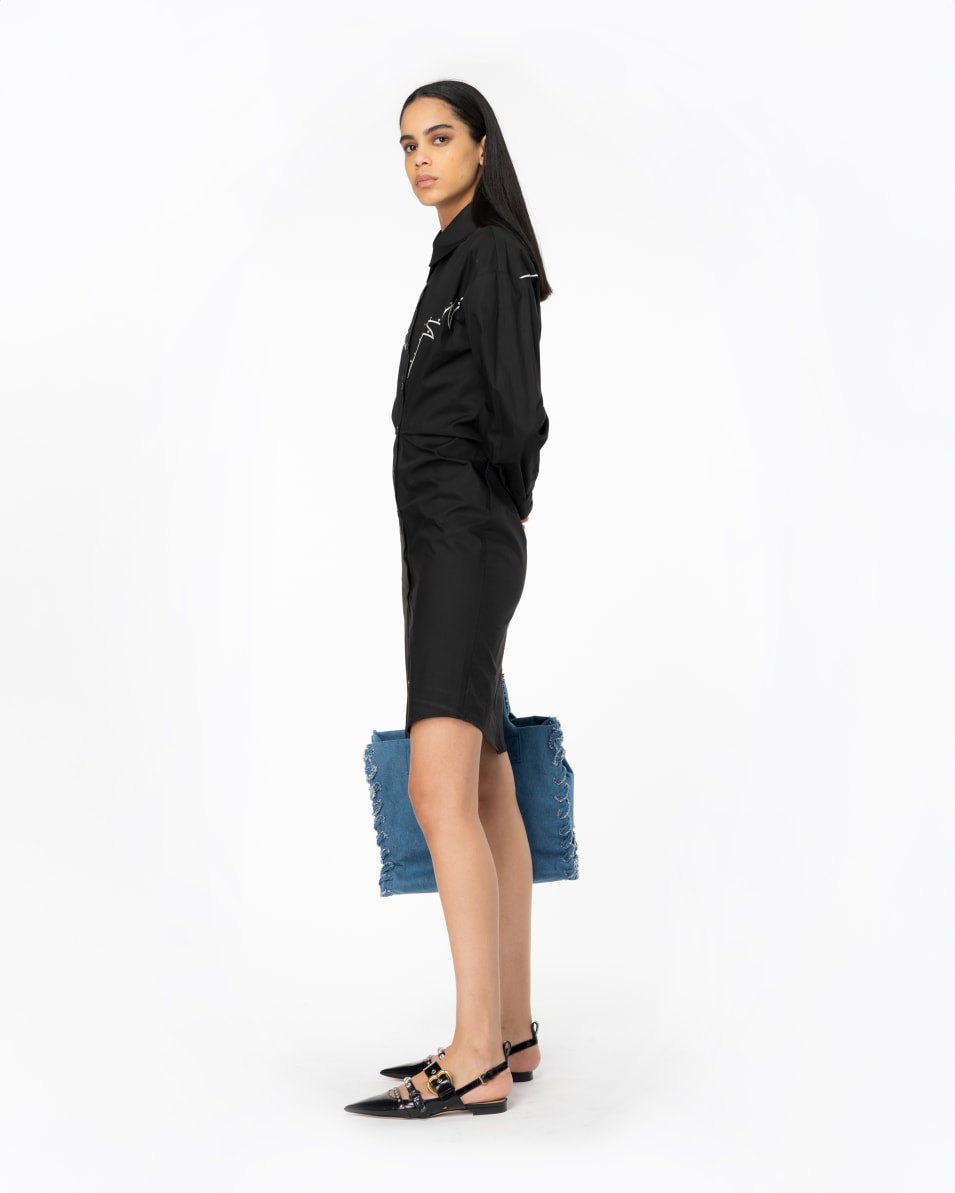 Pinko Mini-Hemdblusenkleid Stickerei im Rodeo-Stil Tägliche Deals