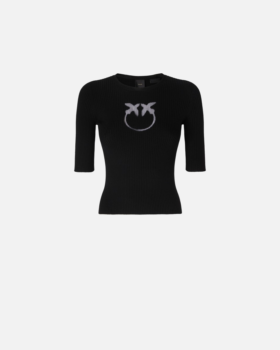 Pinko Halbarmpullover mit Logo aus Wolle