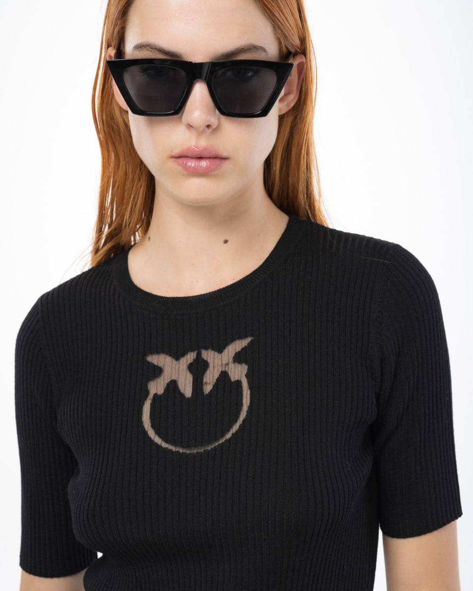 Pinko Halbarmpullover mit Logo aus Wolle Sonderangebote