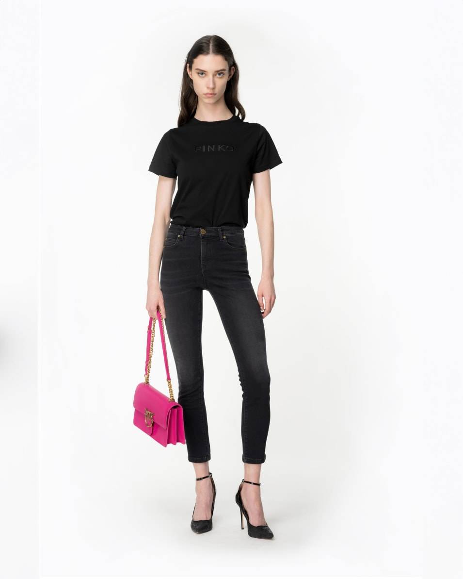Pinko Skinny-Jeans aus schwarzem Stretch-Denim Vierteljährliche Förderung
