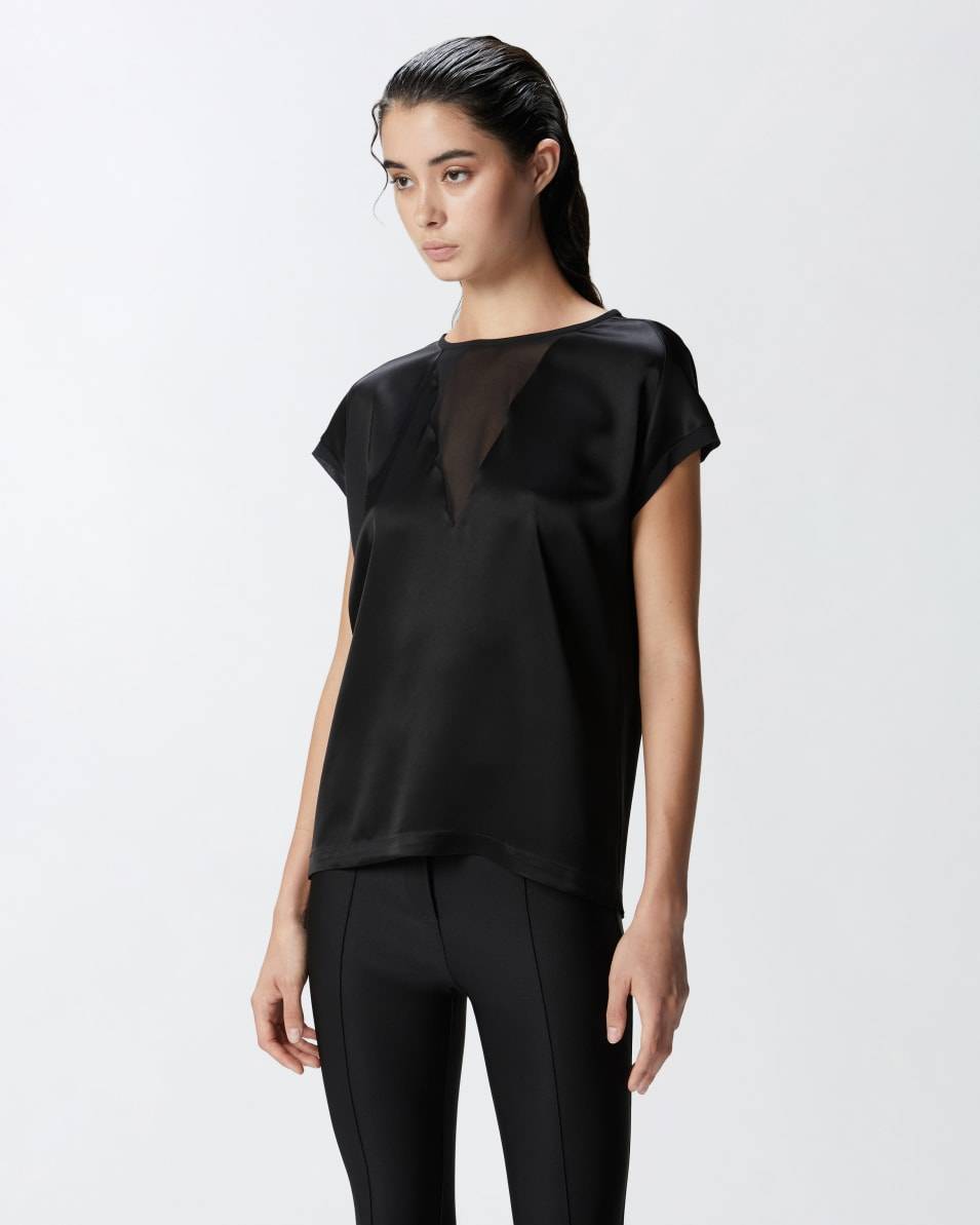 Pinko T-Shirt-Bluse aus Satin und Georgette Bis zu 55% Rabatt