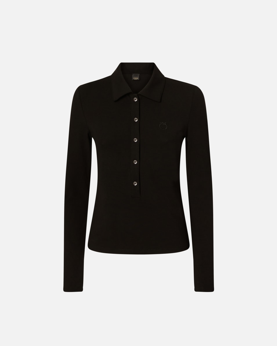 Pinko Langarm-Poloshirt mit Logostickerei 50% Rabatt mit kostenlosem Versand