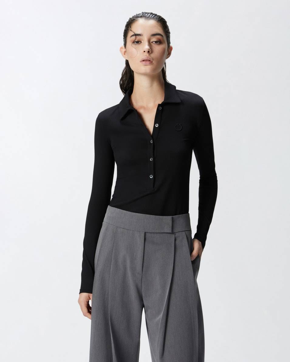 Pinko Langarm-Poloshirt mit Logostickerei 50% Rabatt mit kostenlosem Versand
