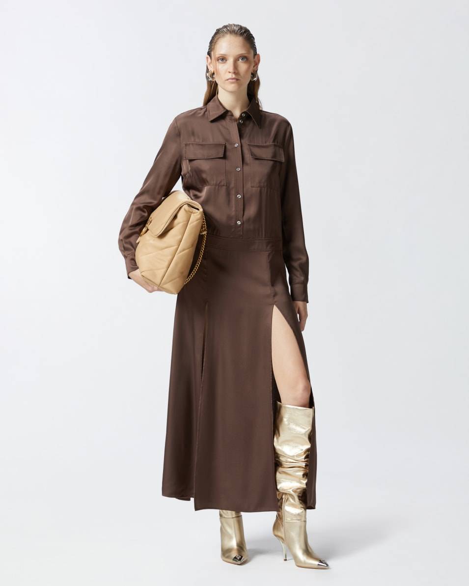 Pinko Langes Kleid aus Satin Kostenloser Versand international