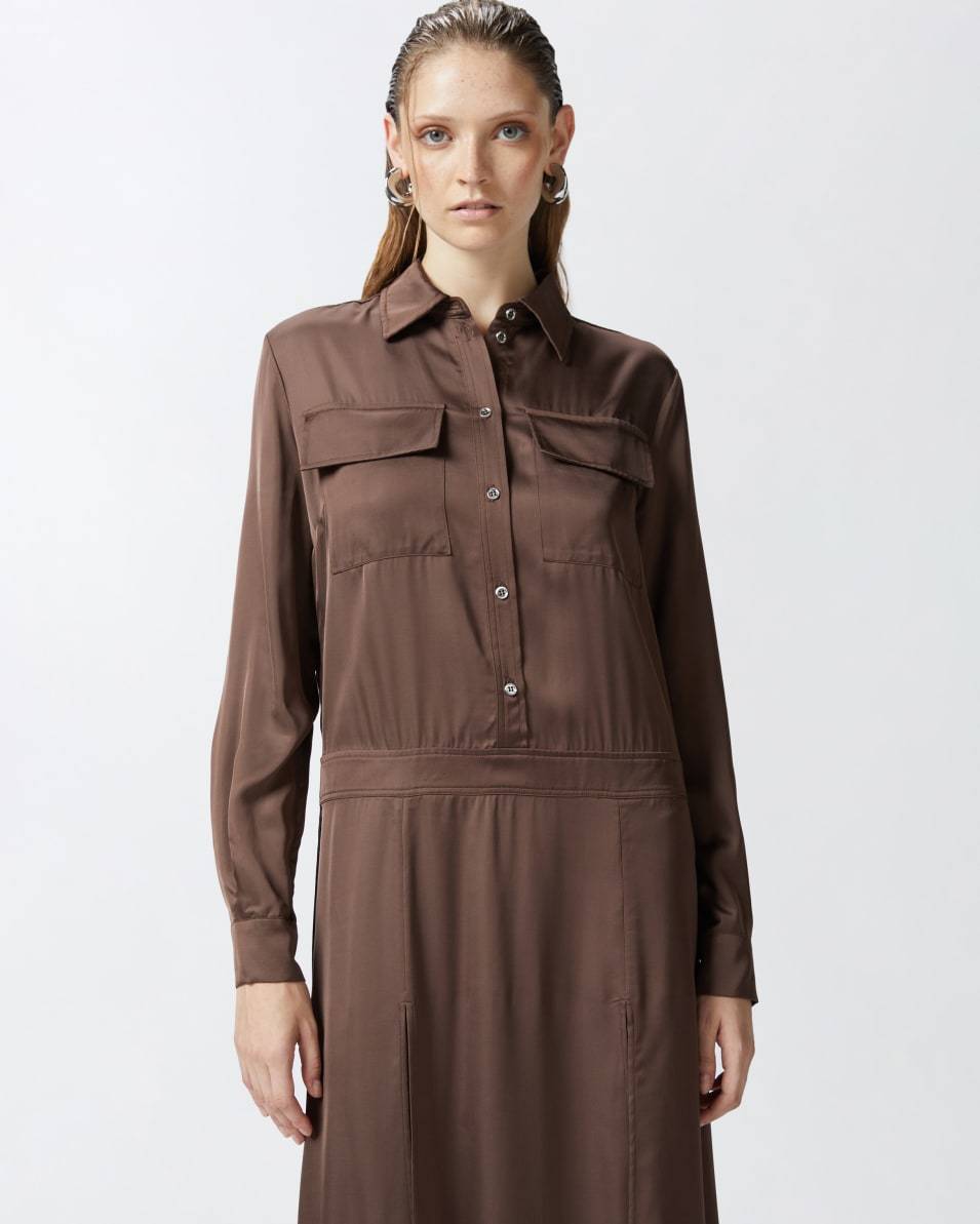 Pinko Langes Kleid aus Satin Kostenloser Versand international
