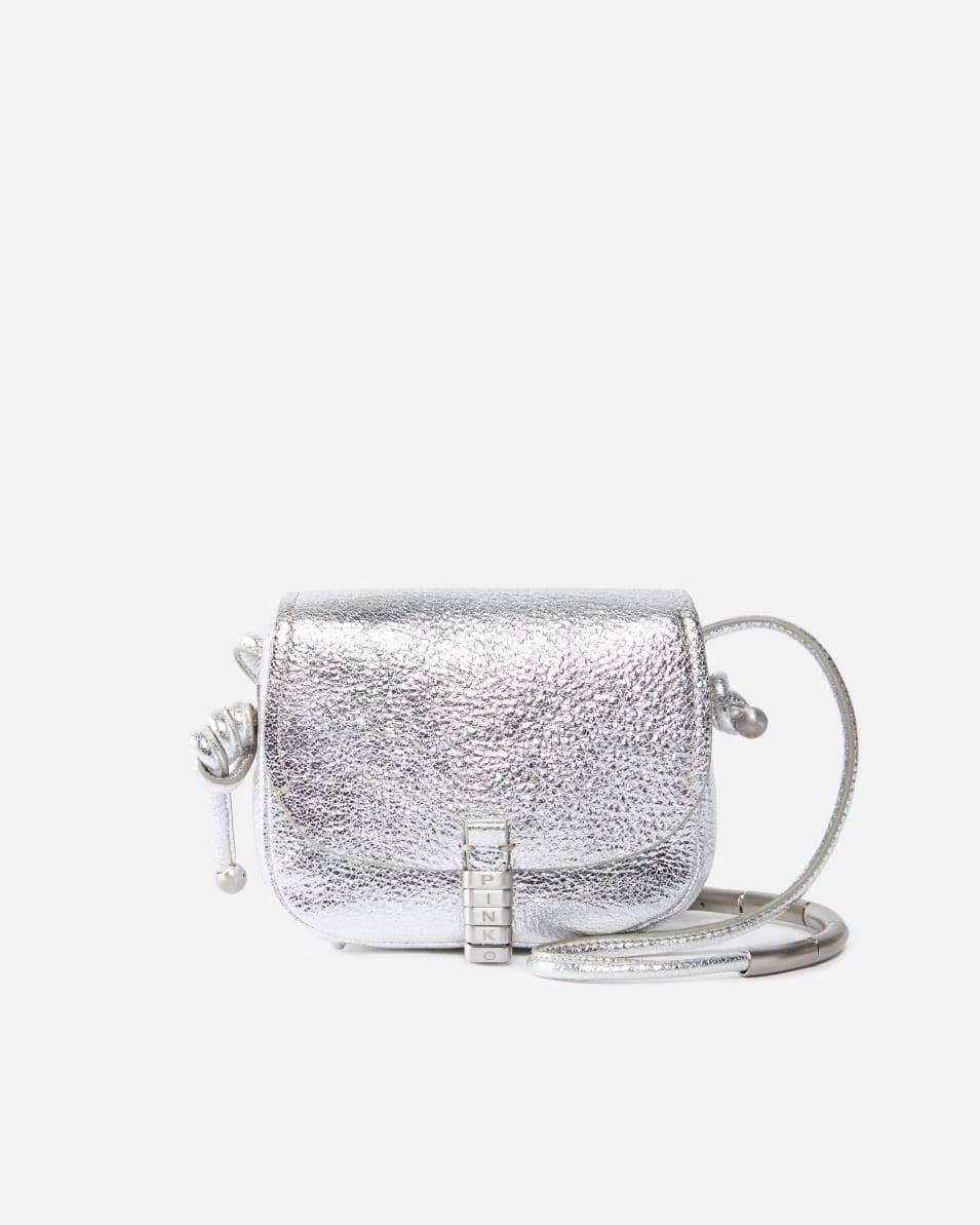 Pinko Mikro-Umhängetasche im Saddle-Bag-Stil aus laminiertem Leder Kostenloser Versand