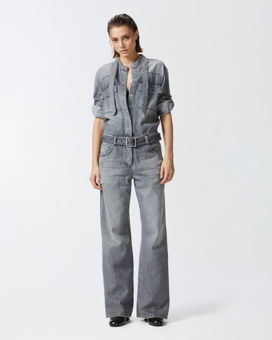 Pinko Hellgrauer Jeans-Jumpsuit Zeitlich begrenztes Angebot