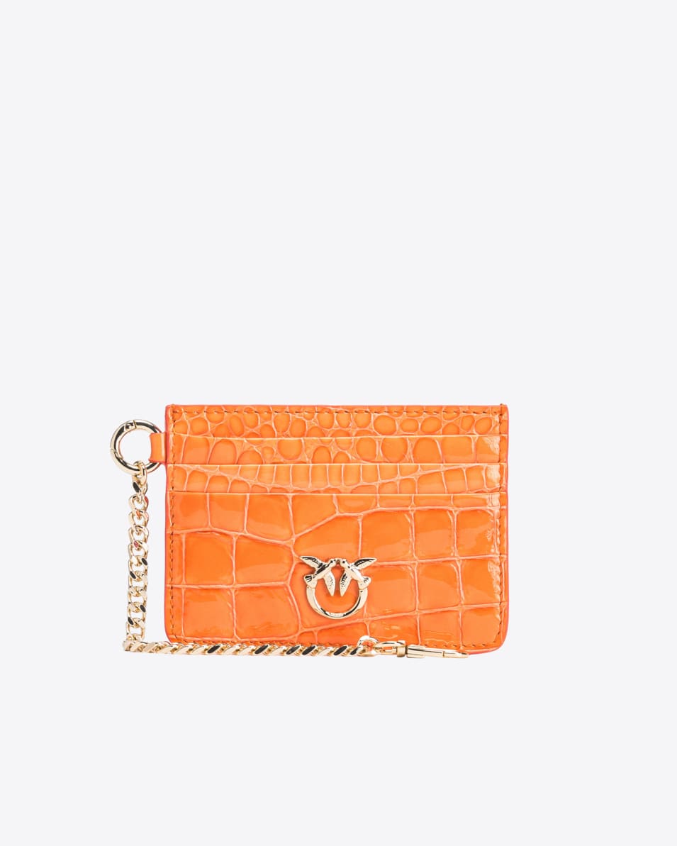 Pinko Buntes glänzendes Leder-Kartenetui mit Kroko-Prägung PINKO Galleria