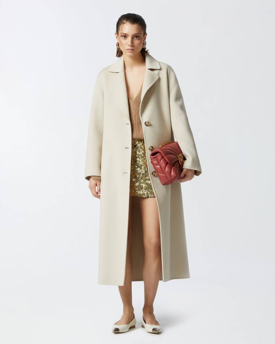 Pinko Langer Mantel mit Gürtel aus Double-Wollstoff Limitierter Zeitrabatt
