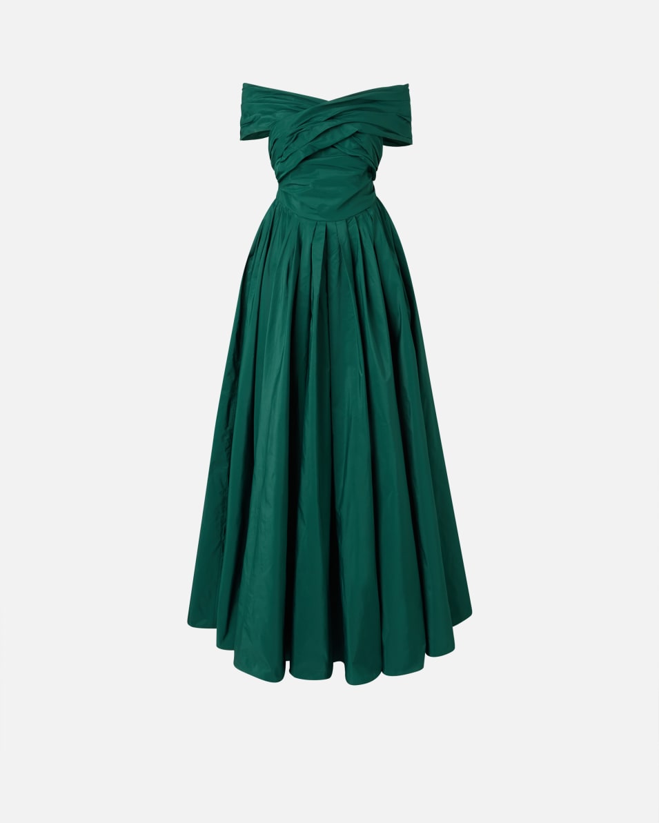 Pinko Schulterfreies elegantes langes Taftkleid Online Shopping