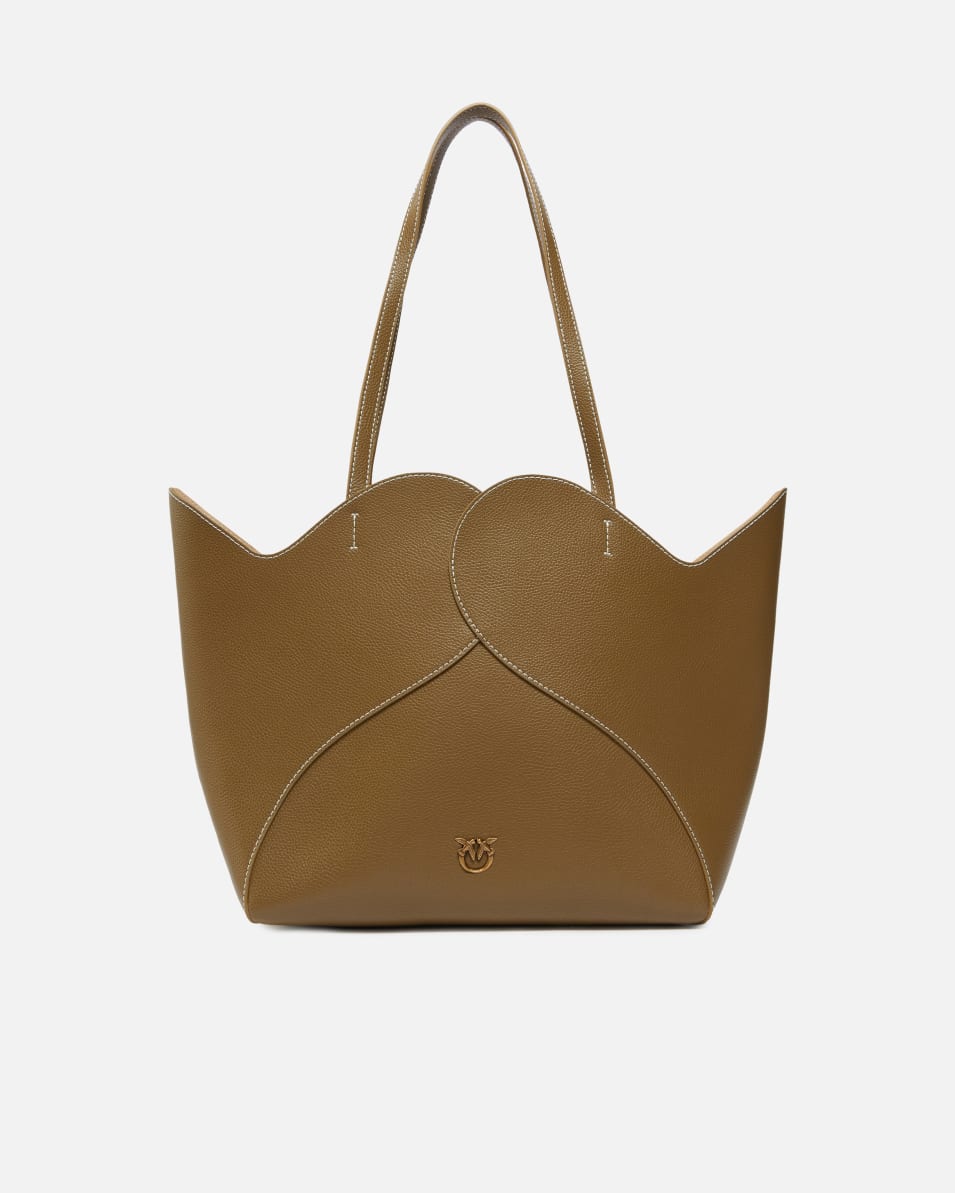 Pinko Große Shopper-Tasche aus Leder mit Herz-Design Preisnachlass