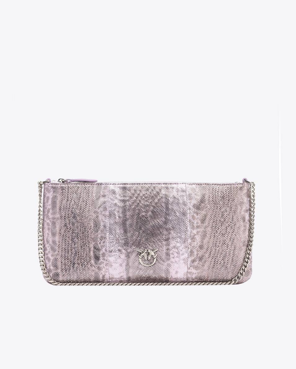 Pinko Horizontal Flat Bag Umhängetasche in Reptiloptik mit Glitter PINKO Galleria Heißer Verkauf