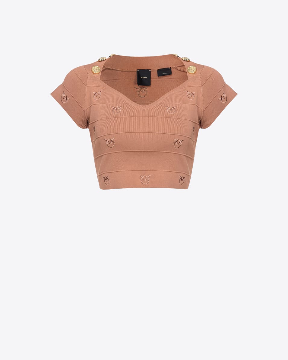 Pinko Crop-Top Jacquard Love Birds Sonderangebote