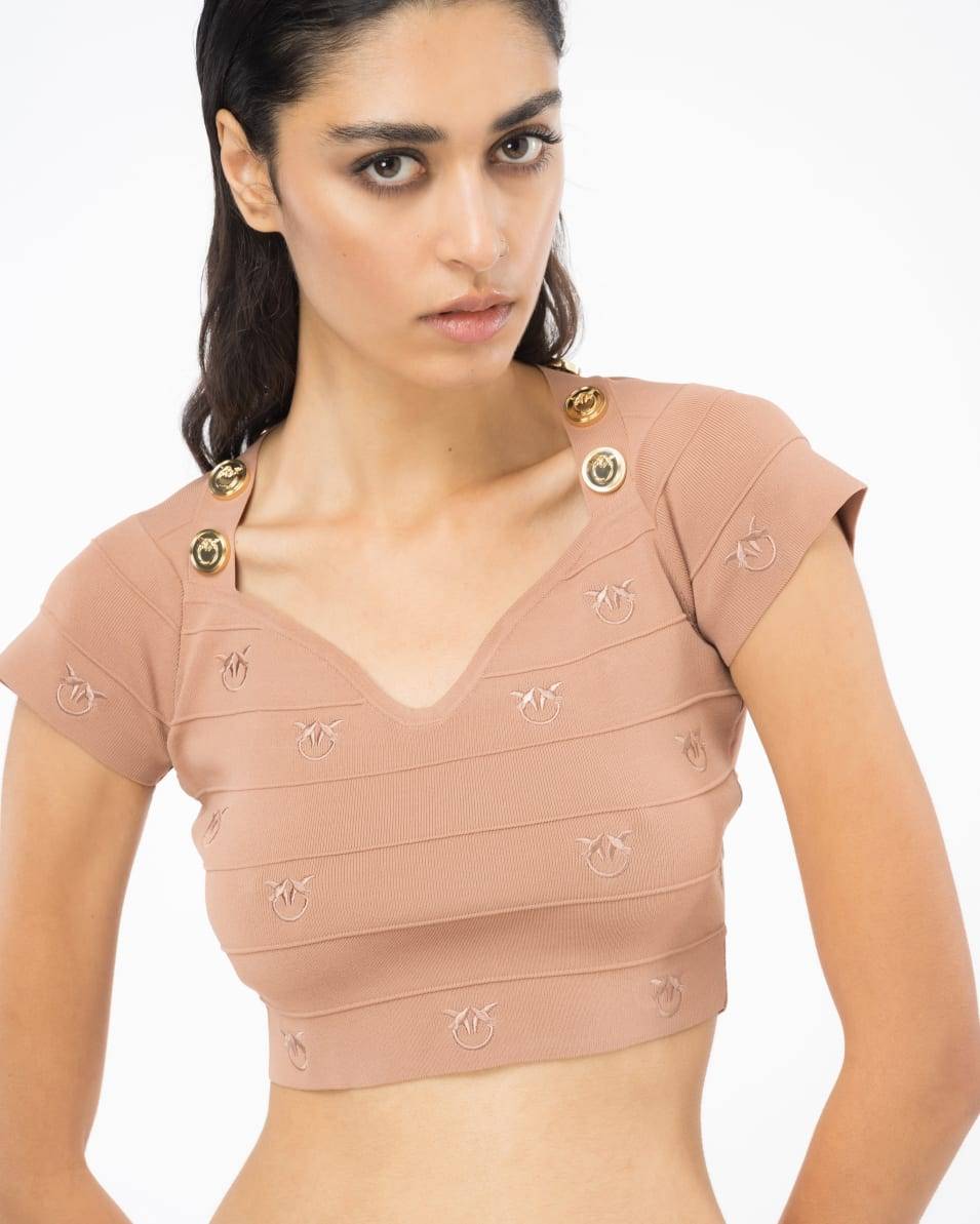 Pinko Crop-Top Jacquard Love Birds Sonderangebote