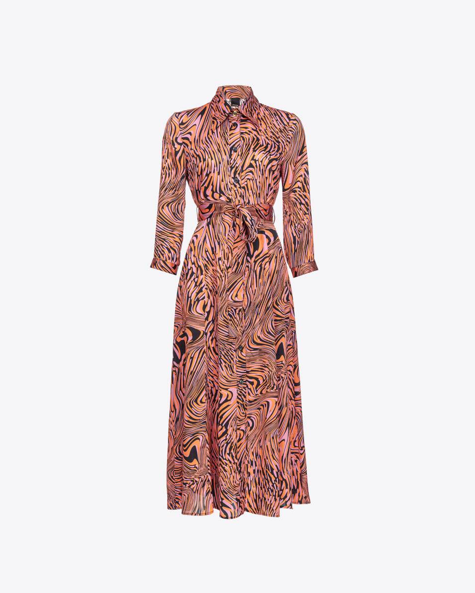 Pinko Hemdblusenkleid verzerrter Print Kostenlose Rückgabe