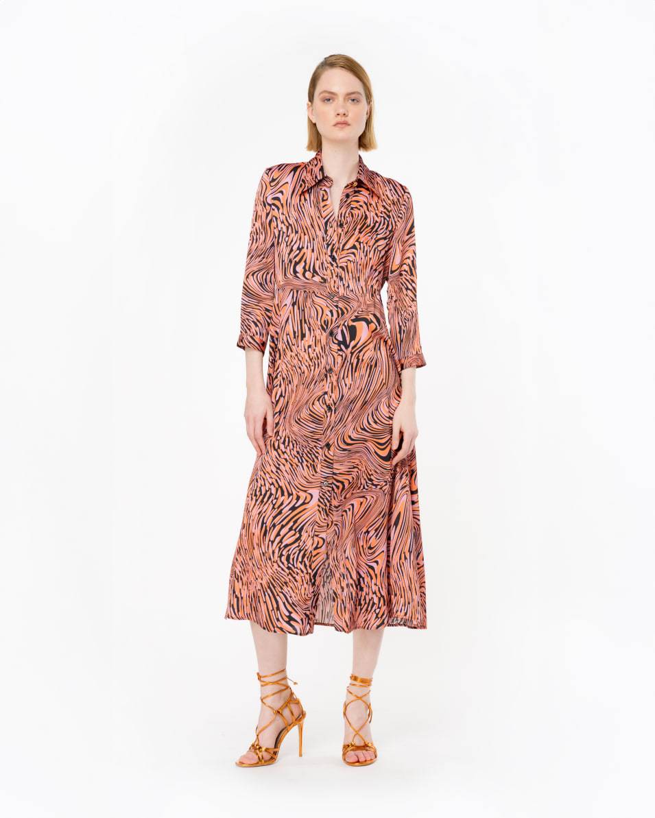 Pinko Hemdblusenkleid verzerrter Print Kostenlose Rückgabe