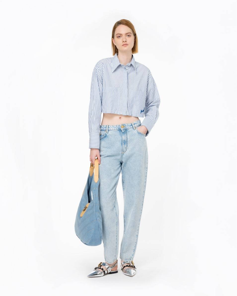 Pinko Cropped-Bluse gestreift Neueste Stile